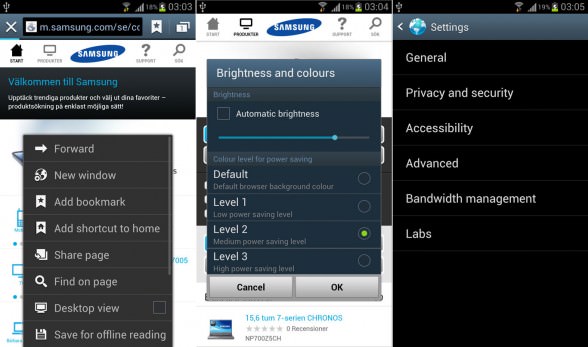 Samsung Galaxy S III web browser