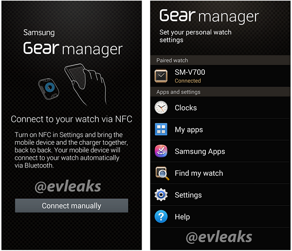 Specifikationer och skärmdumpar för Galaxy Gear