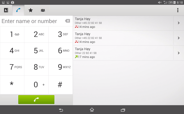 Sony Xperia Z3 Tablet Compact kan genomföra telefonsamtal och skicka SMS