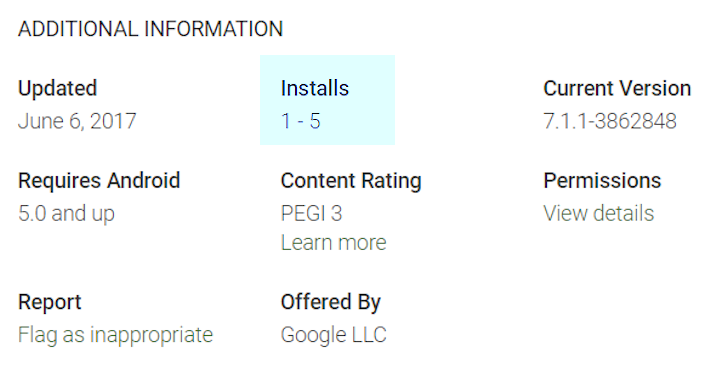 Google har tagit bort installationsstatistiken för alla Pixel-exklusiva appar