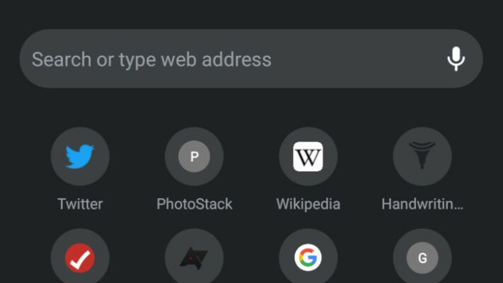 Skarpa Chrome 74 har inställning för mörkt tema