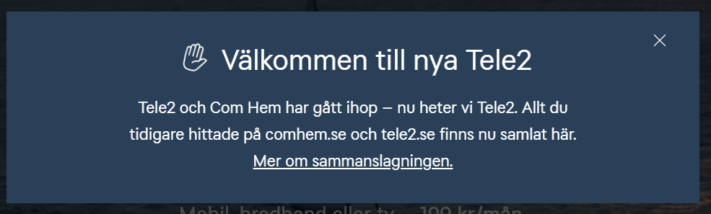 Tele2 och Com Hem samlas under samma varumärke