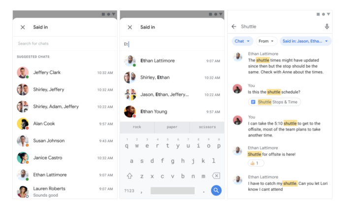 Google Chat för Android får interaktiva sökfilter